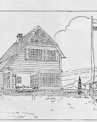 Бревенчатый охотничий домик в швейцарском стиле. Иллюстрация из книги Стори В.Г. «Дачная архитектура за границей». 1913