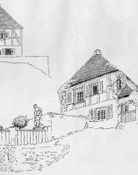 Пример расположения усадьбы на косогоре. Иллюстрация из книги Стори В.Г. «Дачная архитектура за границей». 1913